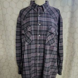 Rock Creek Ranch Heavy Flannel Shirt Men's 2XLT Snap Plaid Collar Long Sleeve